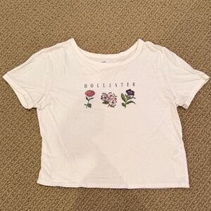 Hollister Cream Tee with Floral Design